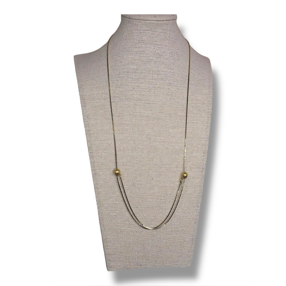 Vintage Adjustable Length Gold Necklace Layered Accent Retro 14-28” Length